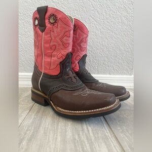 Stone Boots Youth Brown and Pink Western Boots